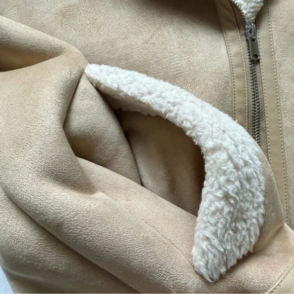 Zara Faux Suede Sherpa Lined Jacket